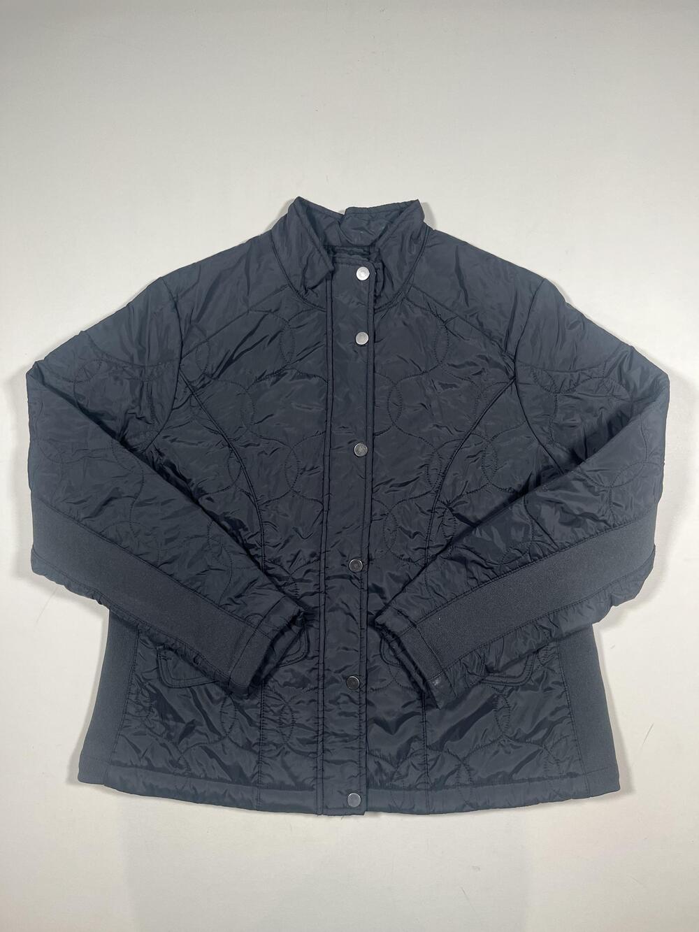 A New Day Quilted Jacket Womens XXL Black Snap Front Short Stretch Panels